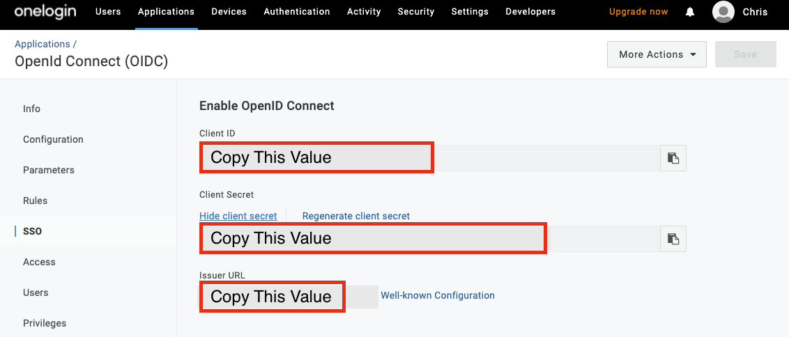 Copy the 3 Values back to Spacelift