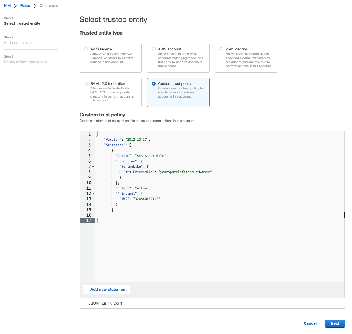 Configure a Custom Trust Policy on the IAM Role